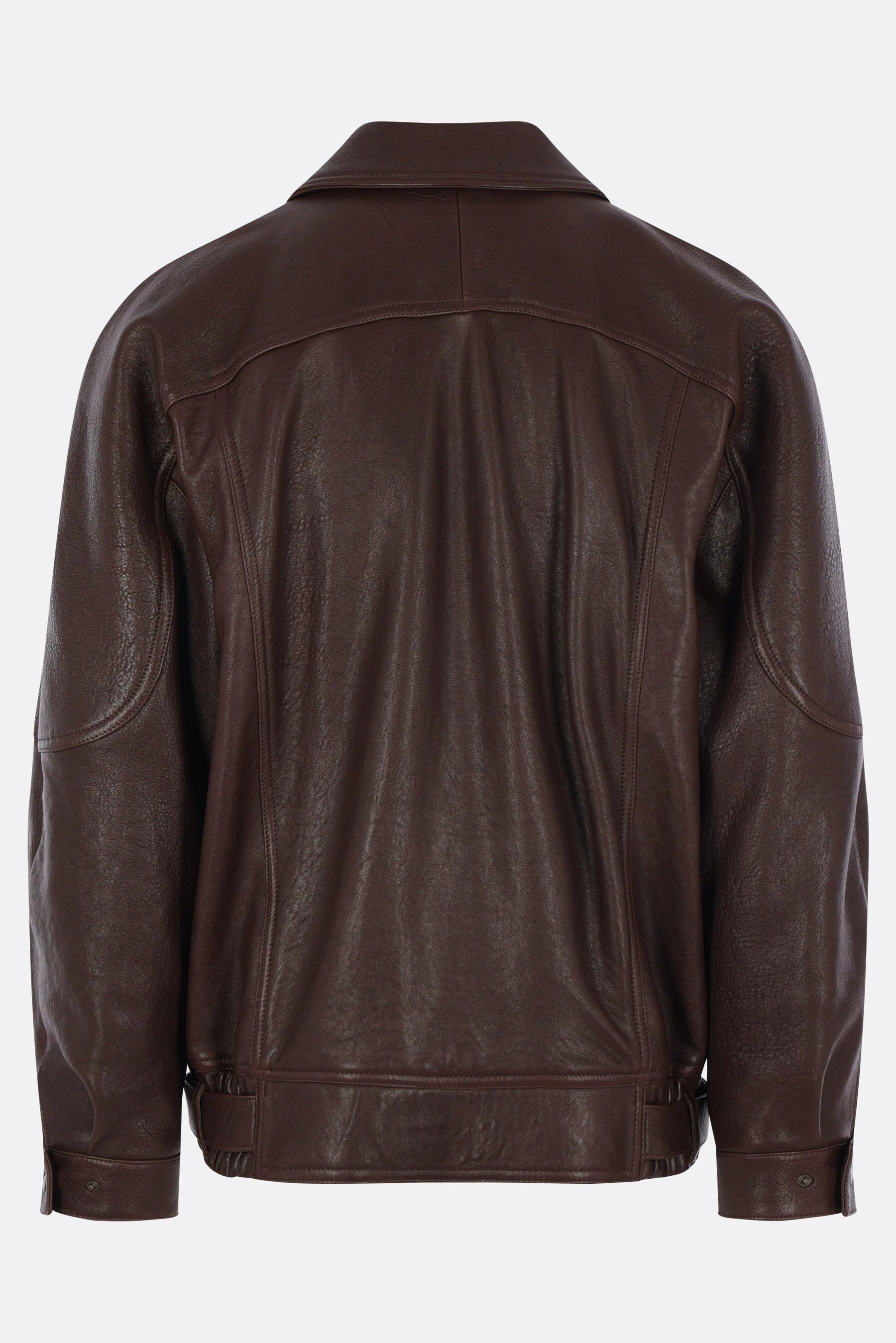 Saint Laurent Men's YSL Leather Jacket in Brown