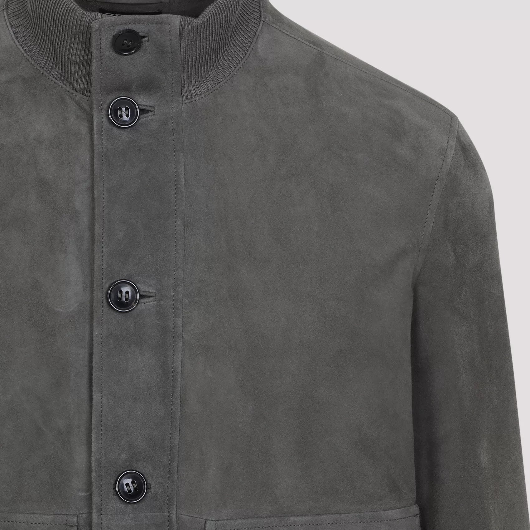 Zegna Men's Leather Jacket in Grey