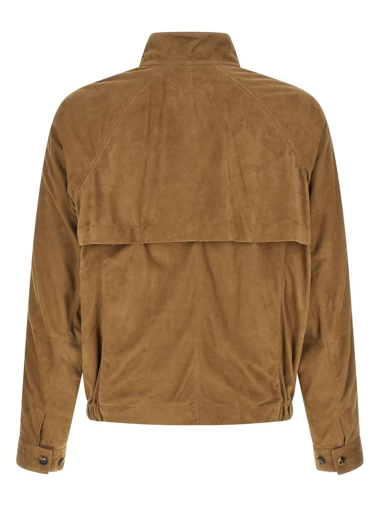 Brunello Cucinelli Men's Leather Jacket in Brown