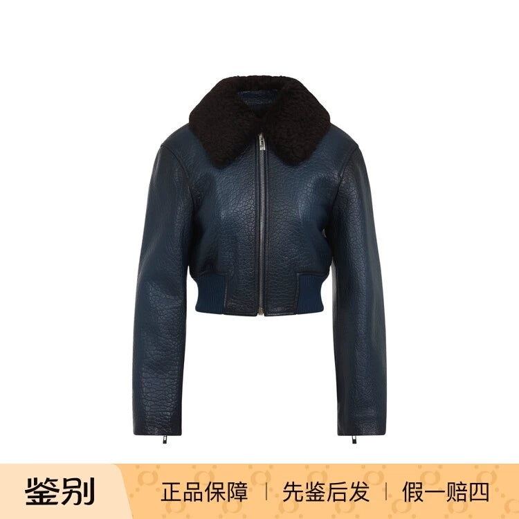 Alaia Women's Leather Jacket in Blue