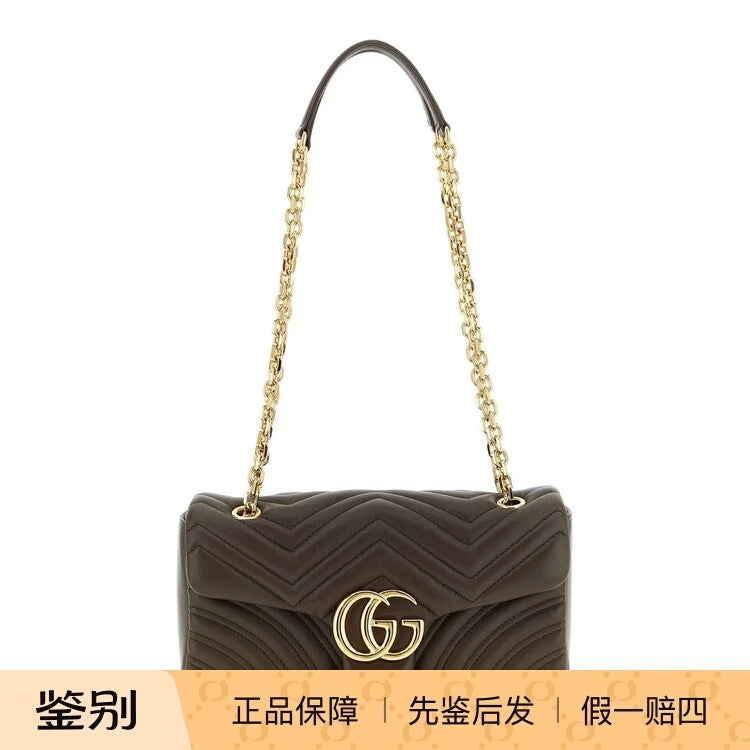 GUCCI Women's Medium GG Marmont Chain Bag in Greige
