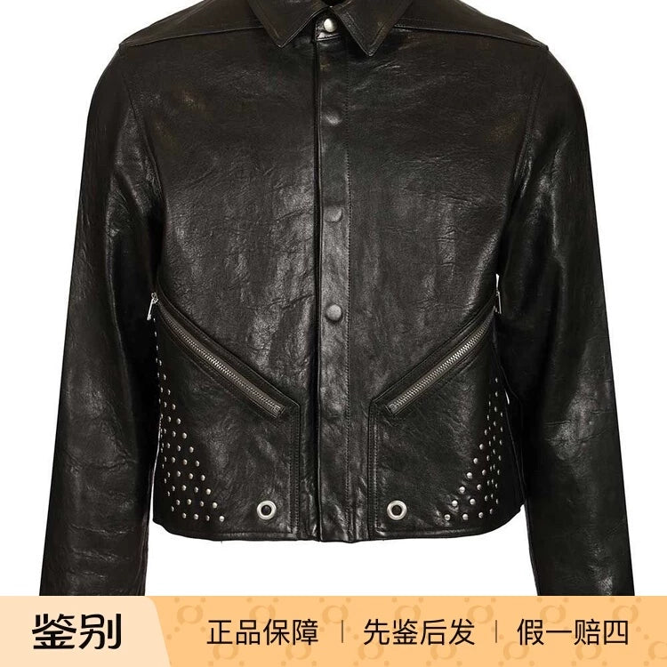 Rickowens Men's Rick Owens Leather Jacket in Black