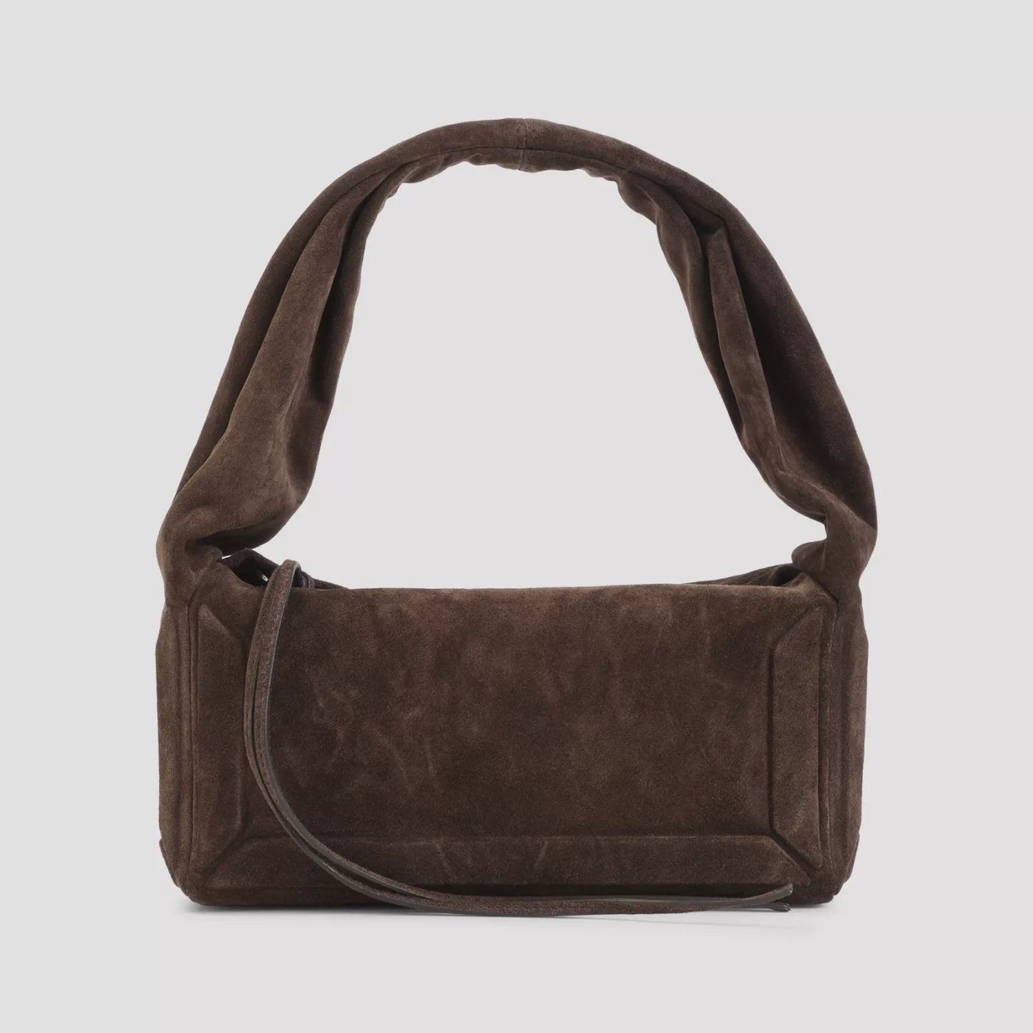 MAISON MARGIELA Women's Small East West Suede Shoulder Bag in Dark Brown