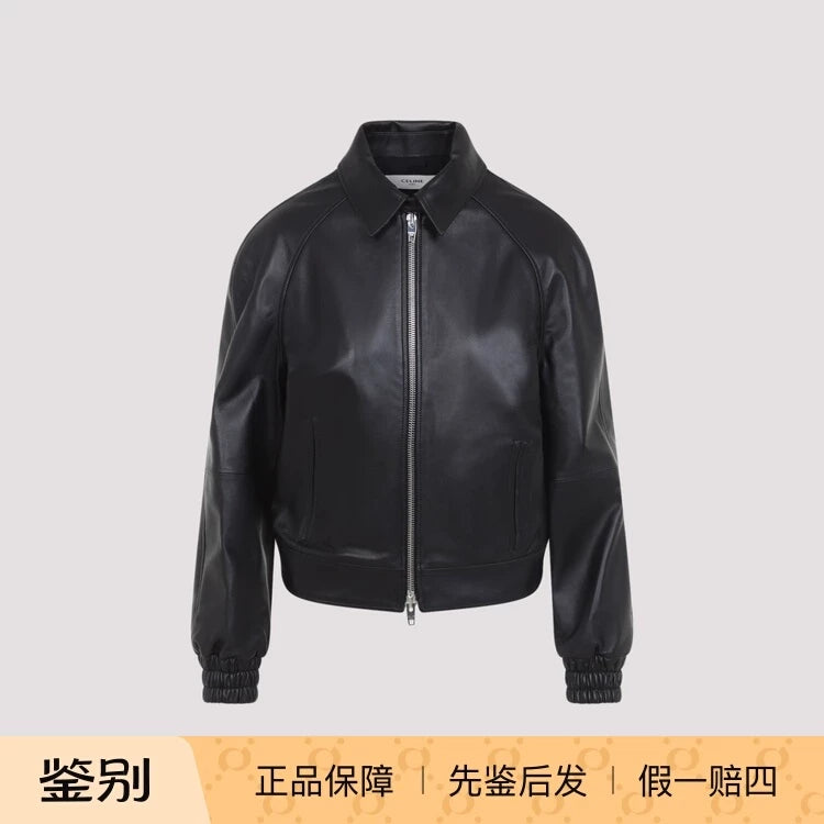 Celine Women's Leather Jacket in Black