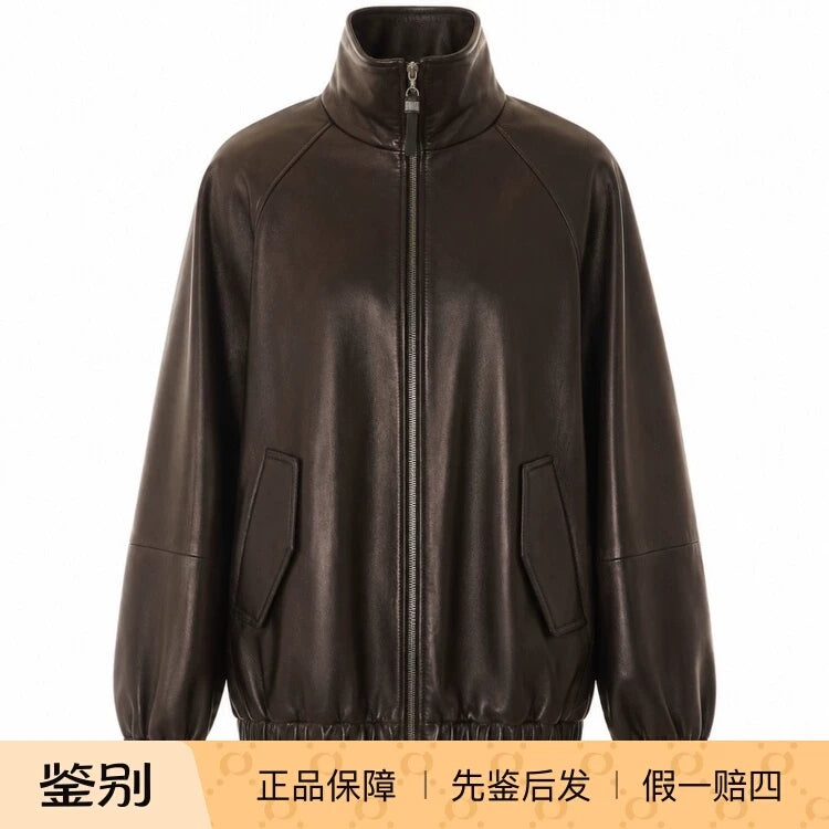 Brunello Cucinelli Women's Leather Jacket in Black