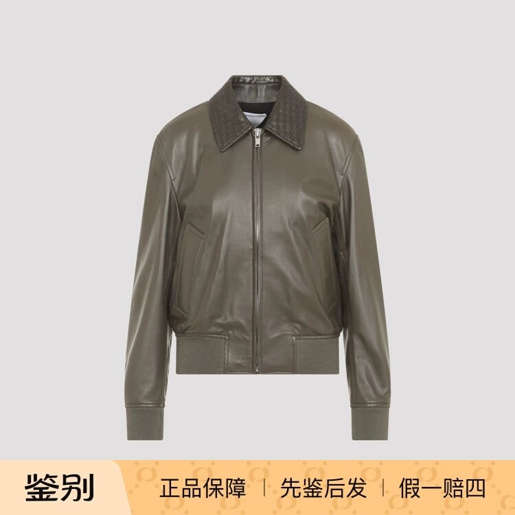 Bottega Veneta Women's Leather Jacket in Green