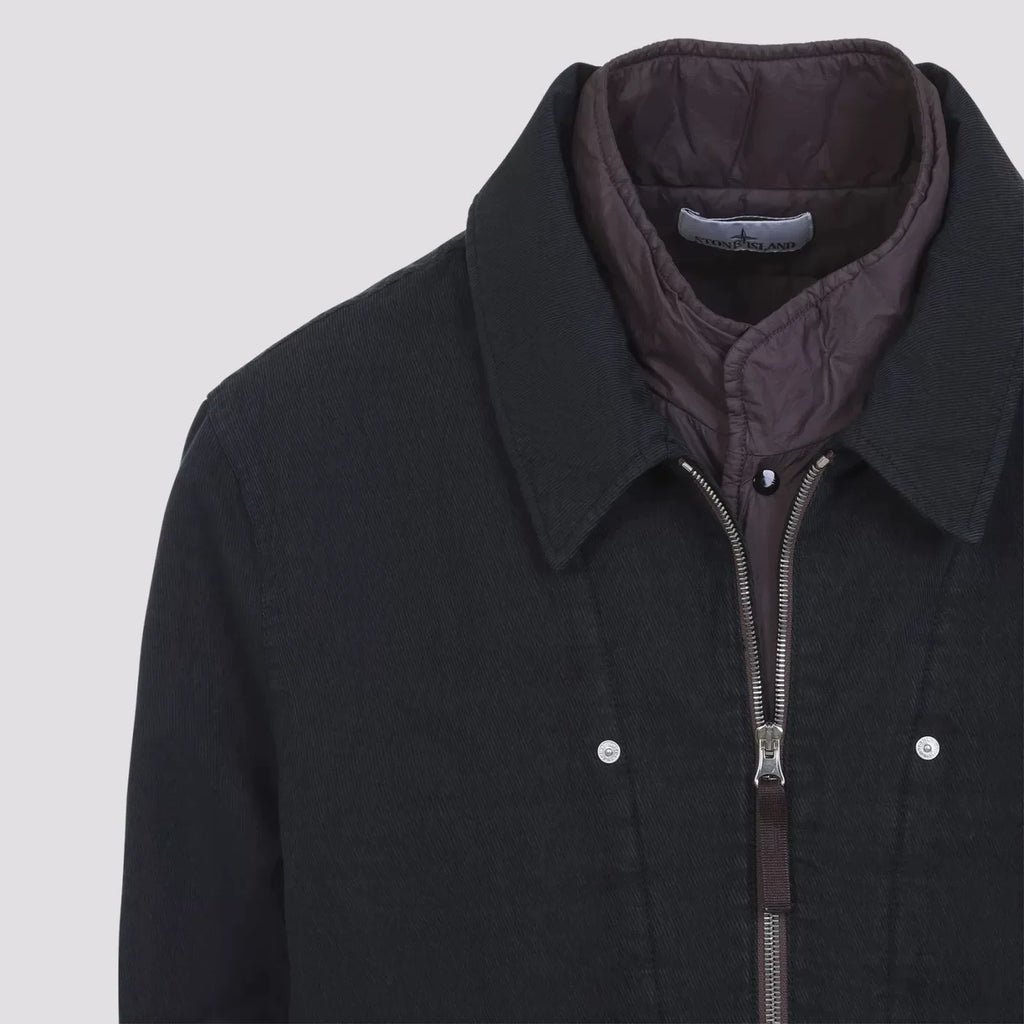 STONE ISLAND Men's Lined Collar Zip Jacket in Blue