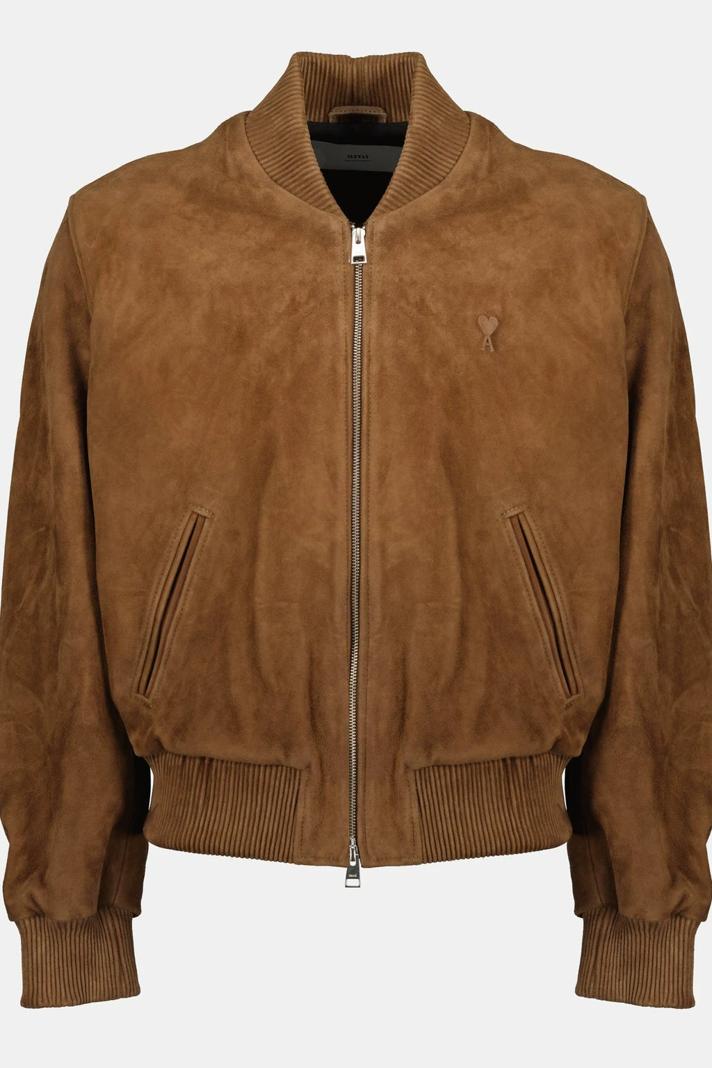Ami Paris Men's Leather Jacket in Brown