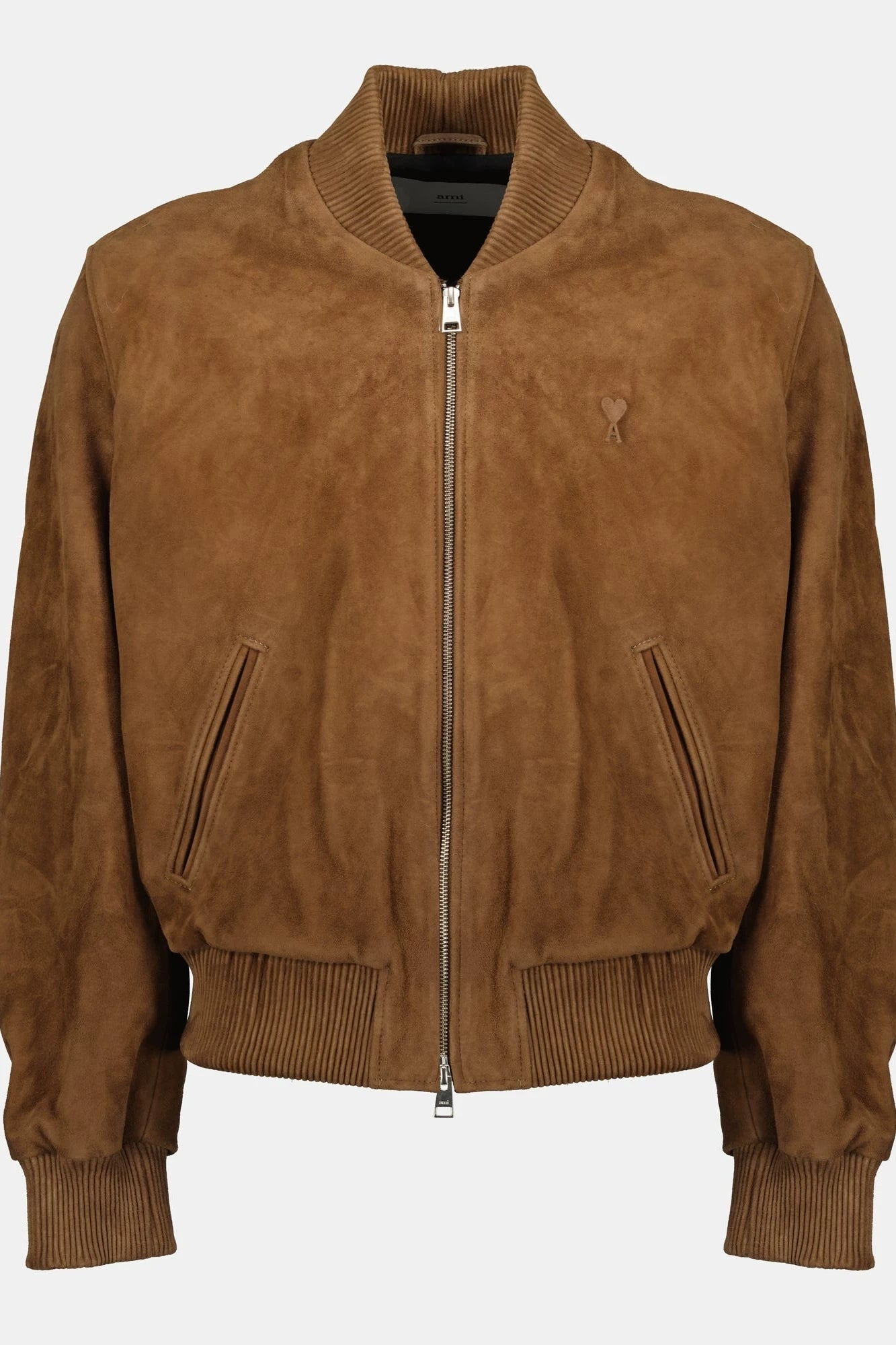 Ami Paris Men's Leather Jacket in Brown