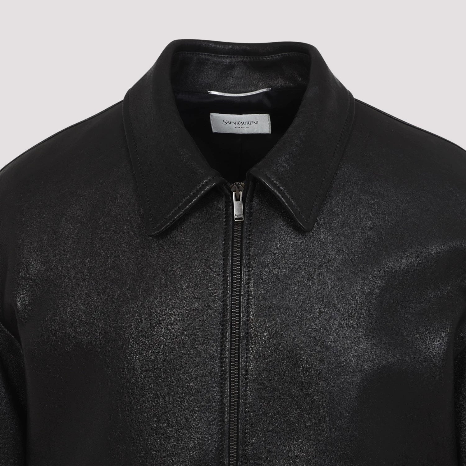 Saint Laurent Men's YSL Leather Jacket in Black