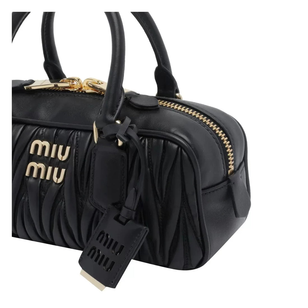 MIU MIU Women's Small Arcadie Leather Top Handle Bag in Black