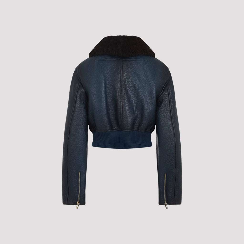 Alaia Women's Leather Jacket in Blue