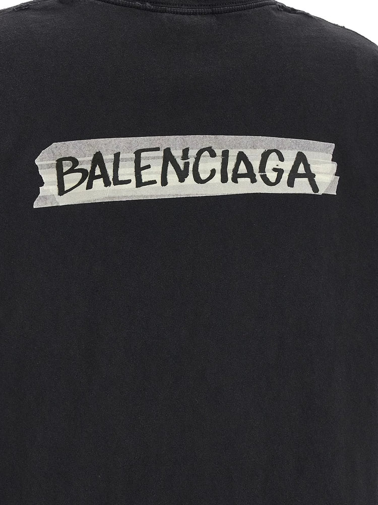 Balenciaga Women's Logo T-Shirt in Black