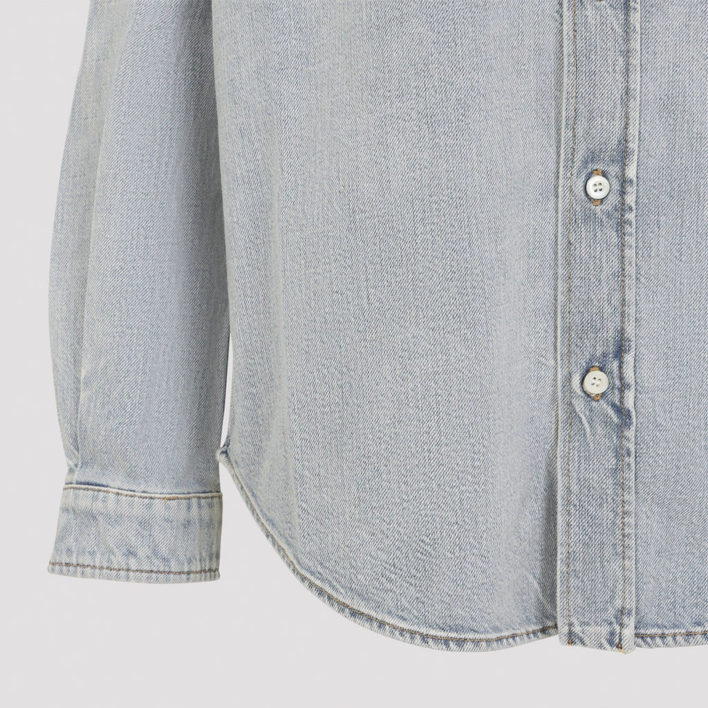 Miu Miu Women's Logo Shirt in Blue