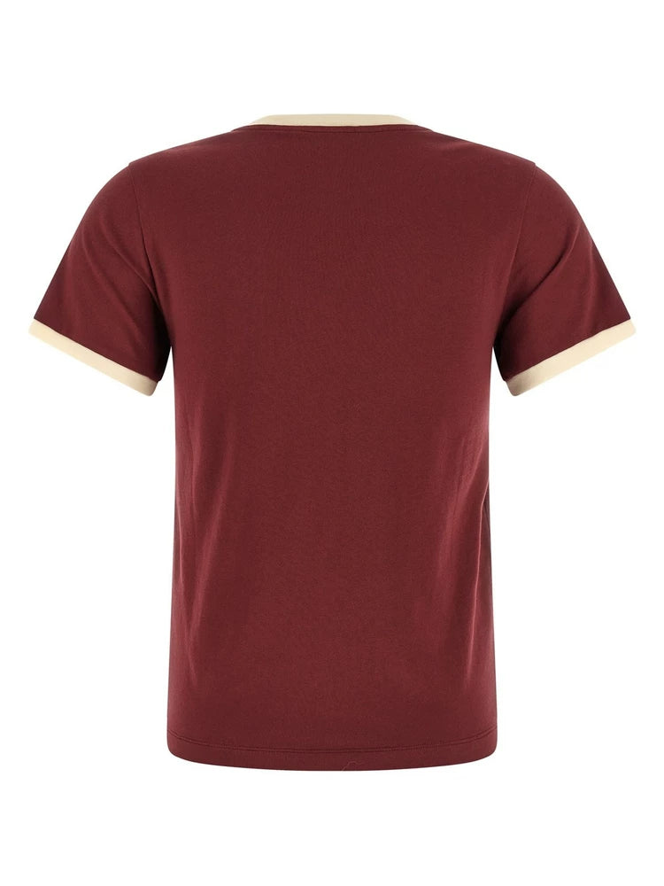 Miu Miu Women's Logo T-Shirt in Burgundy
