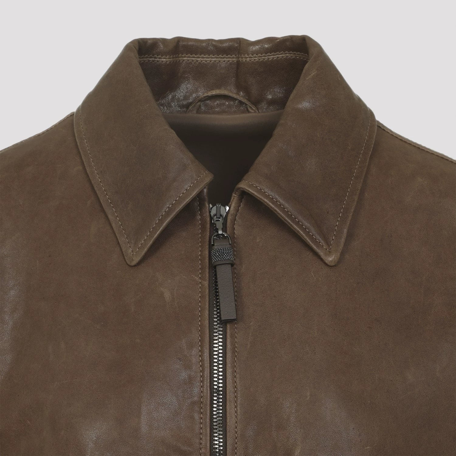 Brunello Cucinelli Women's Leather Jacket in Brown