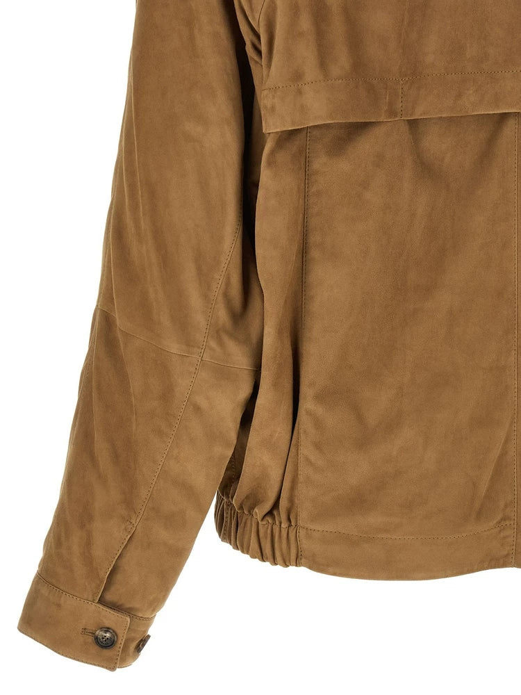 Brunello Cucinelli Men's Leather Jacket in Brown