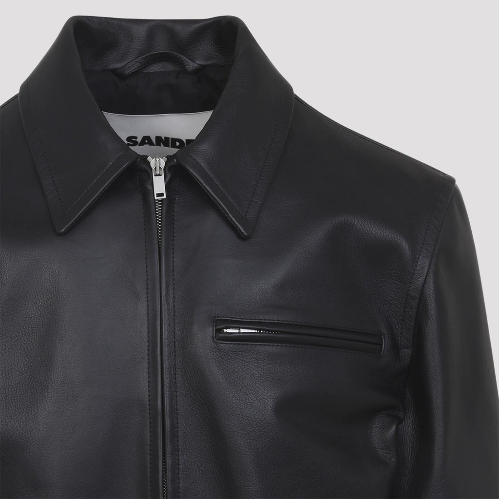 Jil Sander Men's Leather Jacket in Black