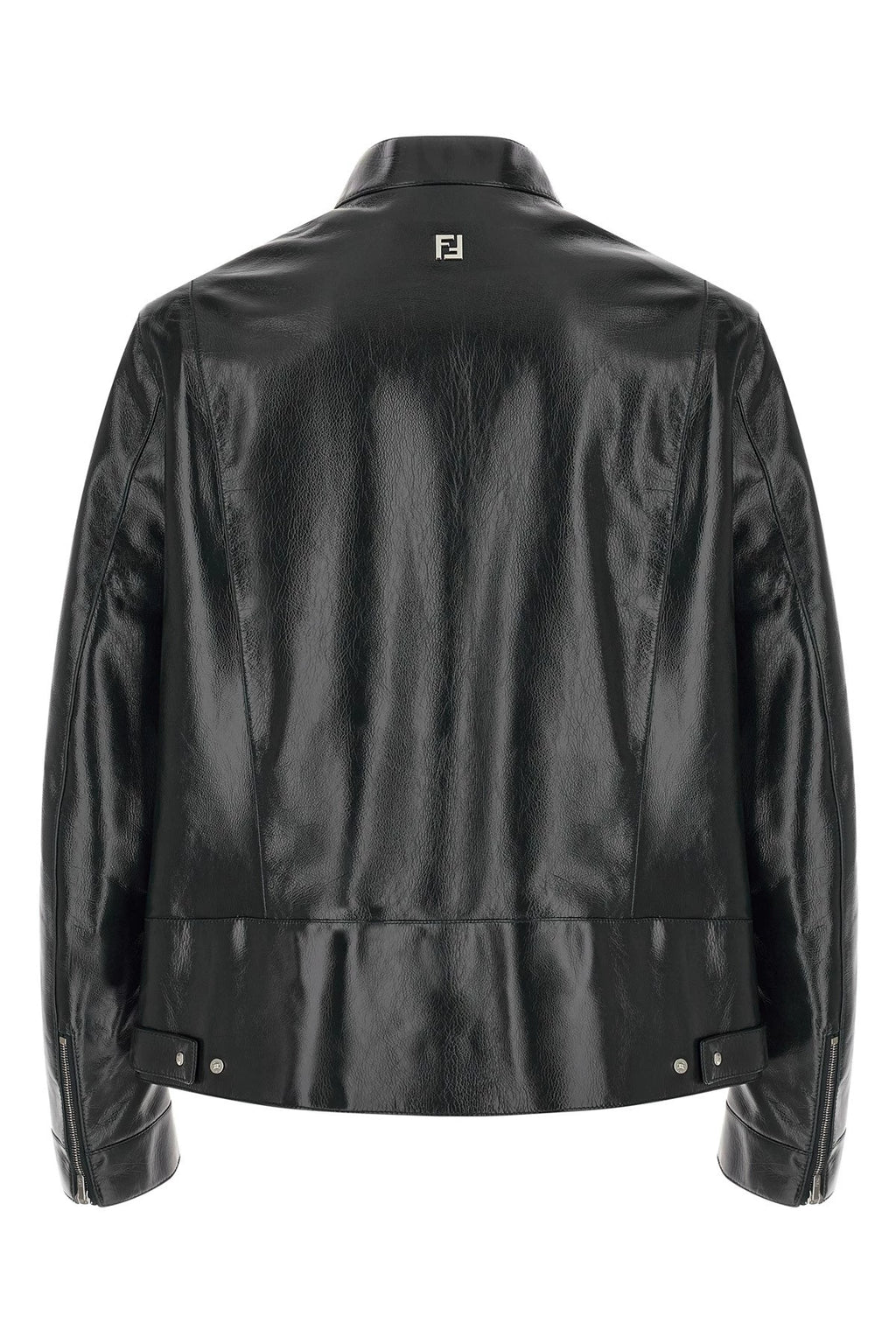 Fendi Men's Logo Leather Jacket in Blue