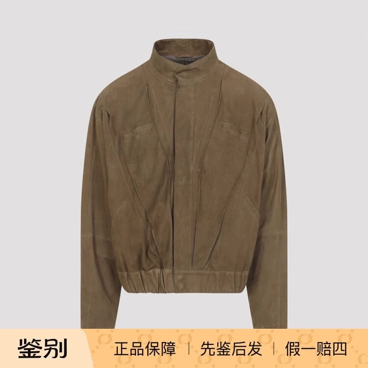 Giorgio Armani Men's Leather Jacket in Brown