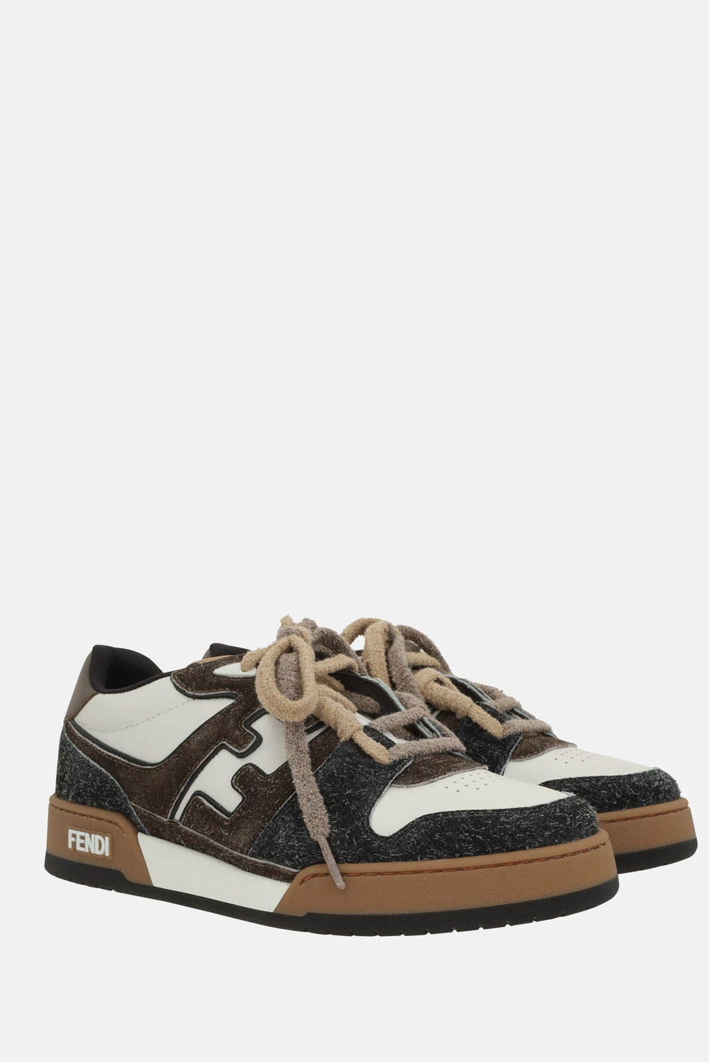 Fendi Men's Match Sneakers in Brown