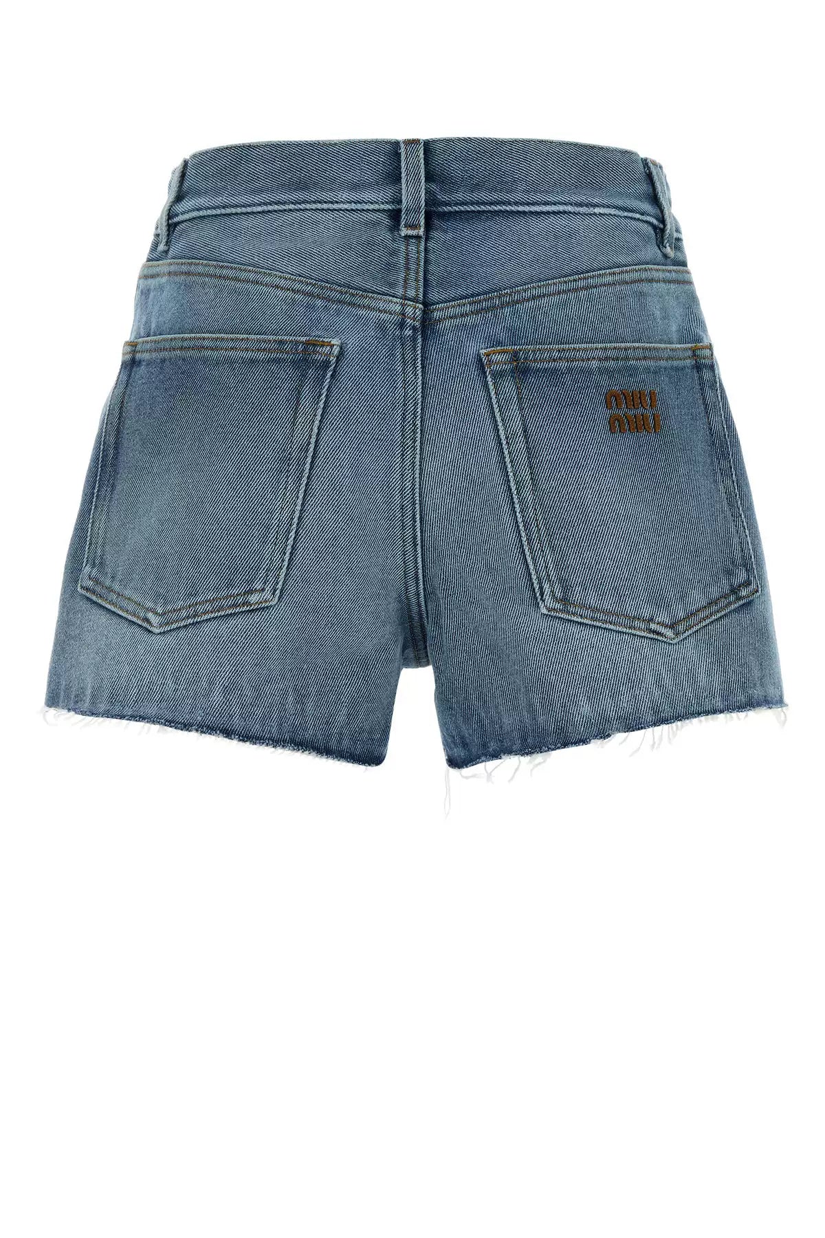 Miu Miu Women's Logo Shorts in Blue