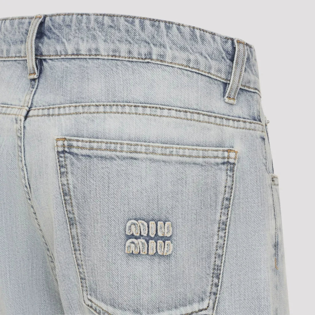 Miu Miu Women's Logo Jeans in Light Blue
