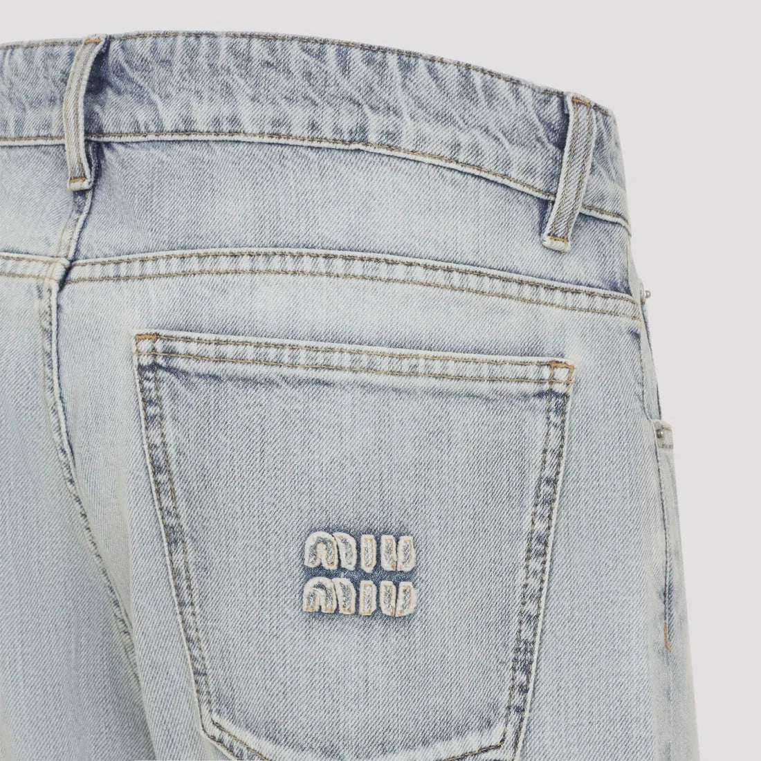 Miu Miu Women's Logo Jeans in Light Blue