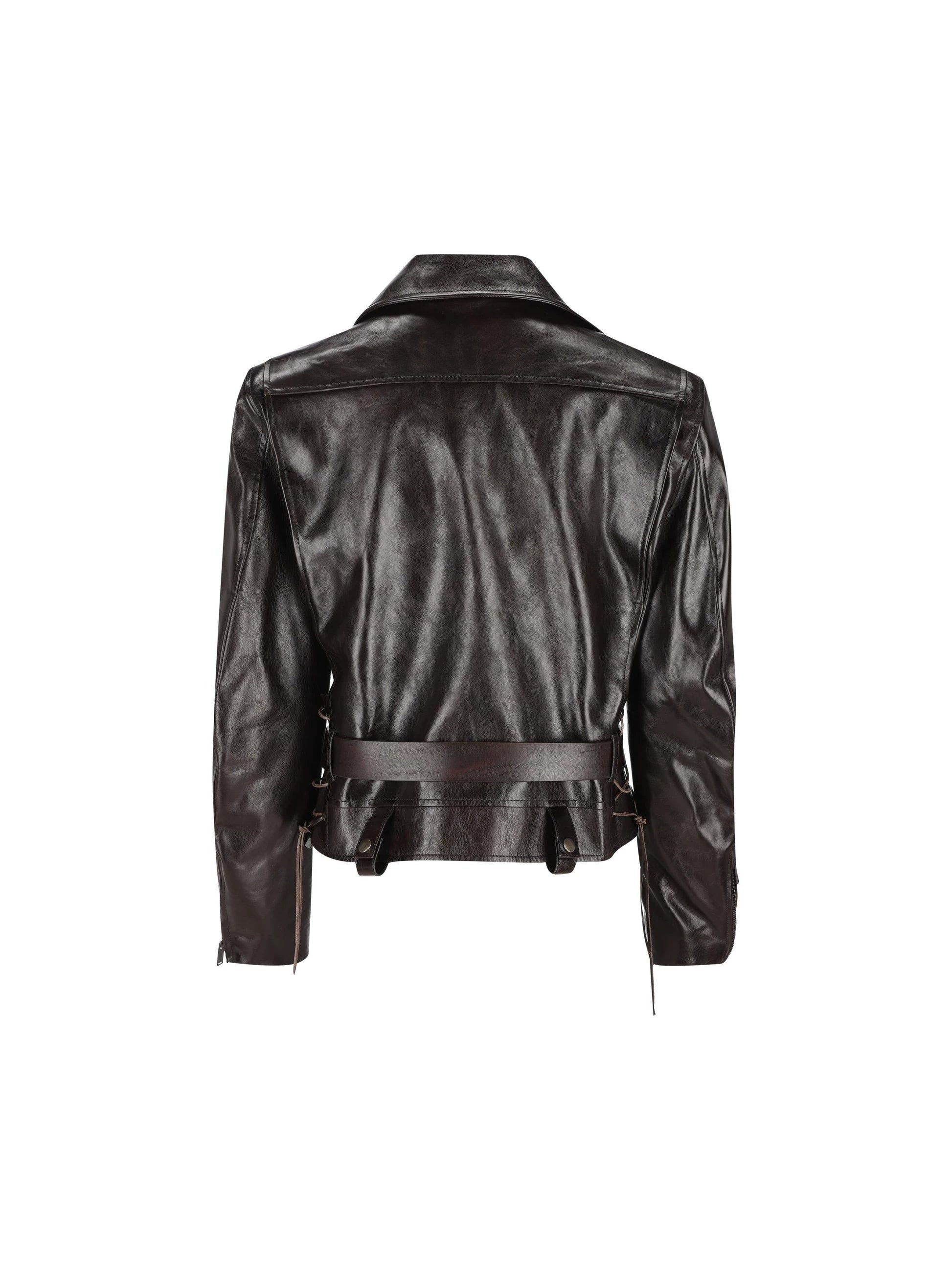 Saint Laurent Women's YSL Leather Jacket in Brown