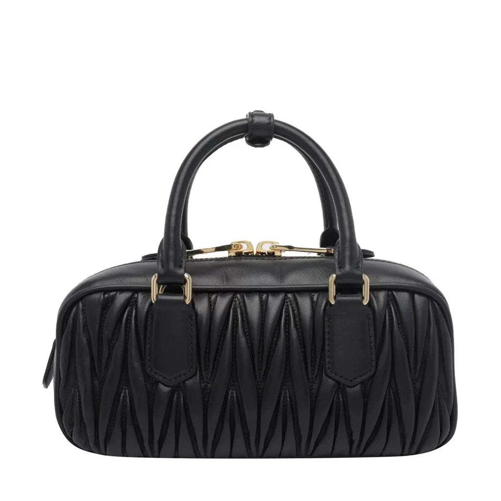 MIU MIU Women's Small Arcadie Leather Top Handle Bag in Black