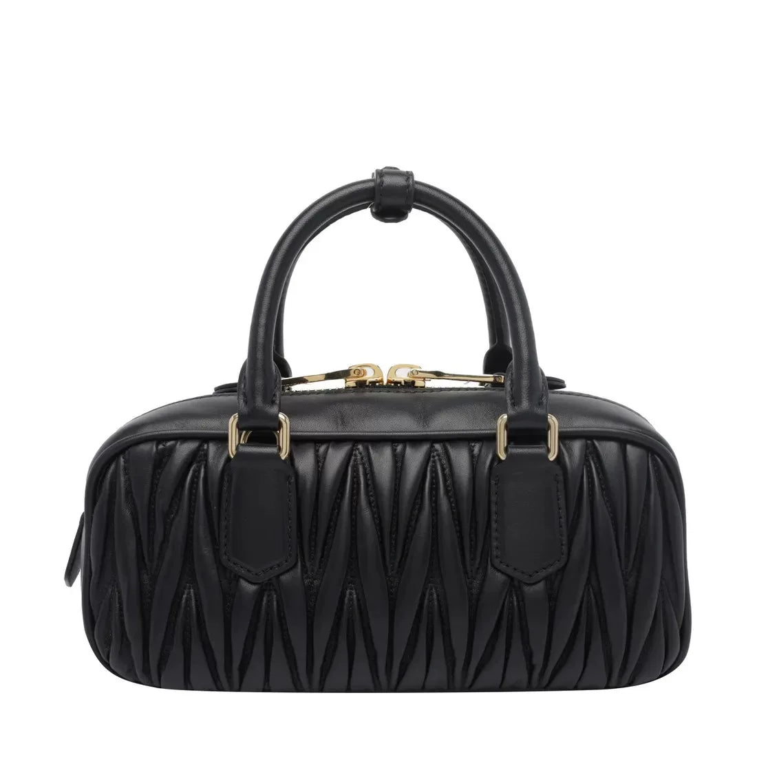 MIU MIU Women's Small Arcadie Leather Top Handle Bag in Black