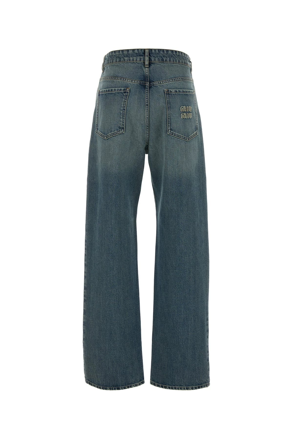Miu Miu Women's Logo Jeans in Blue