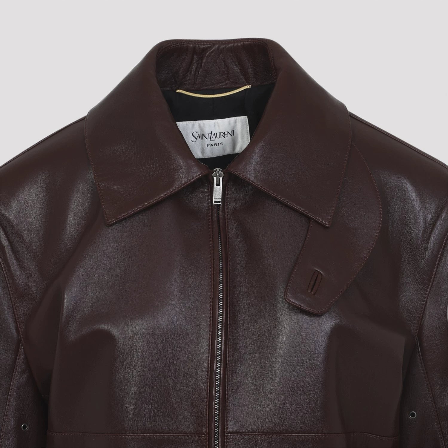 Saint Laurent Women's YSL Leather Jacket in Burgundy