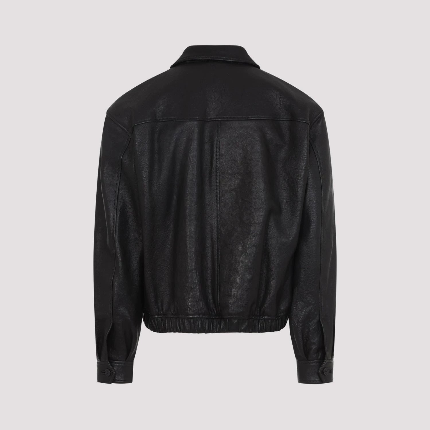 Saint Laurent Men's YSL Leather Jacket in Black