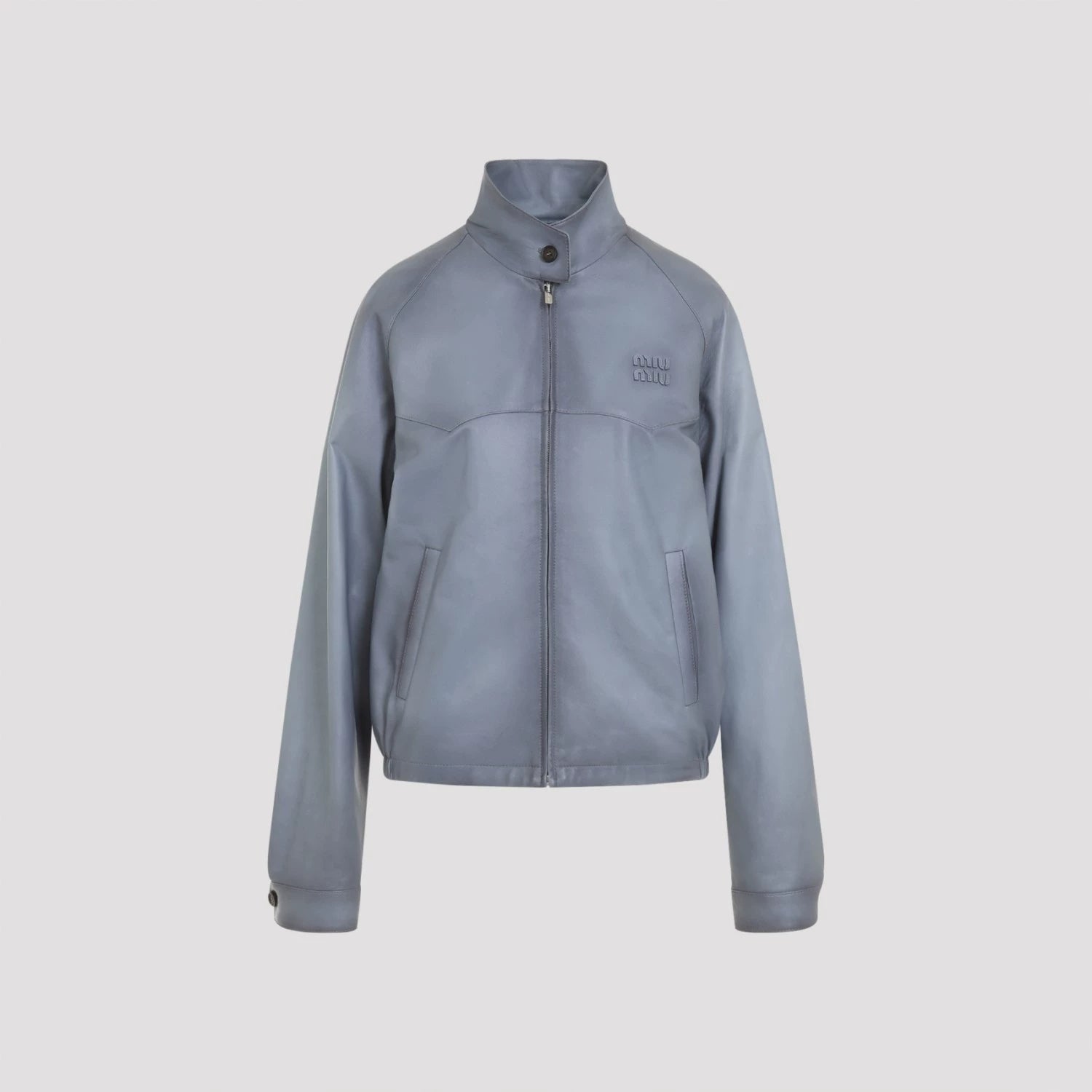Miu Miu Women's Leather Jacket in Blue