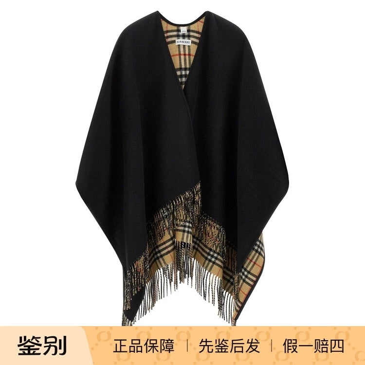 BURBERRY Women's Black Wool Reversible Cape