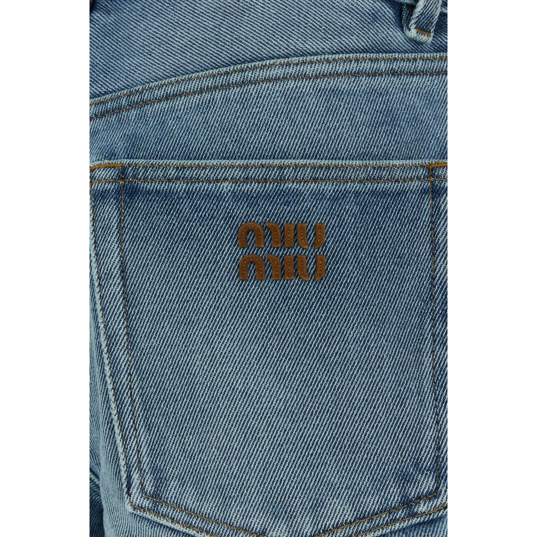 Miu Miu Women's Logo Shorts in Blue