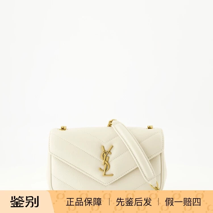 Saint Laurent Women's YSL Loulou Mini Bag in White