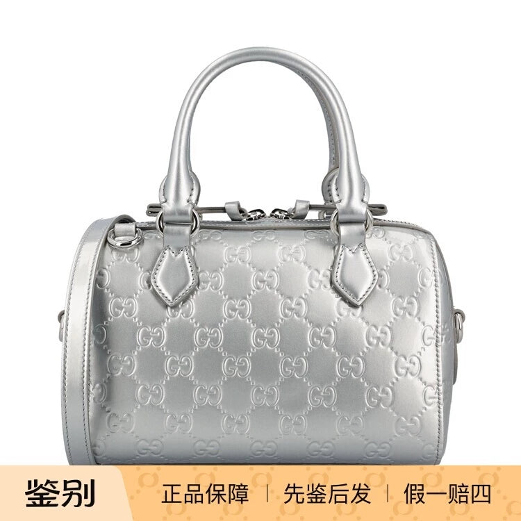 Gucci Women's Emblem Small Shoulder Bag in Silver