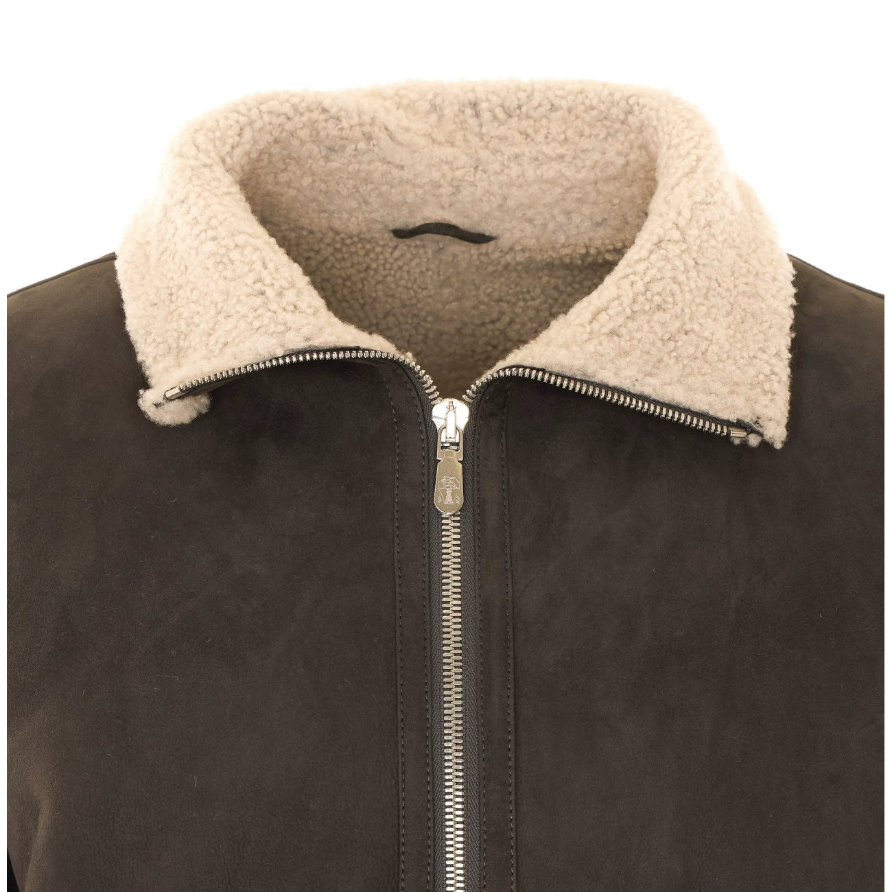 Brunello Cucinelli Men's Leather Jacket in Grey