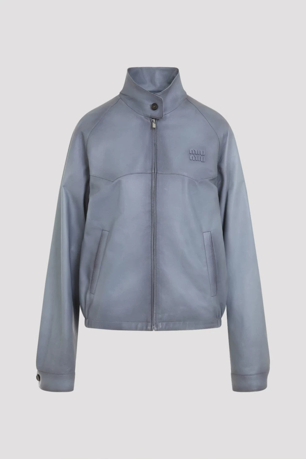 Miu Miu Women's Leather Jacket in Blue