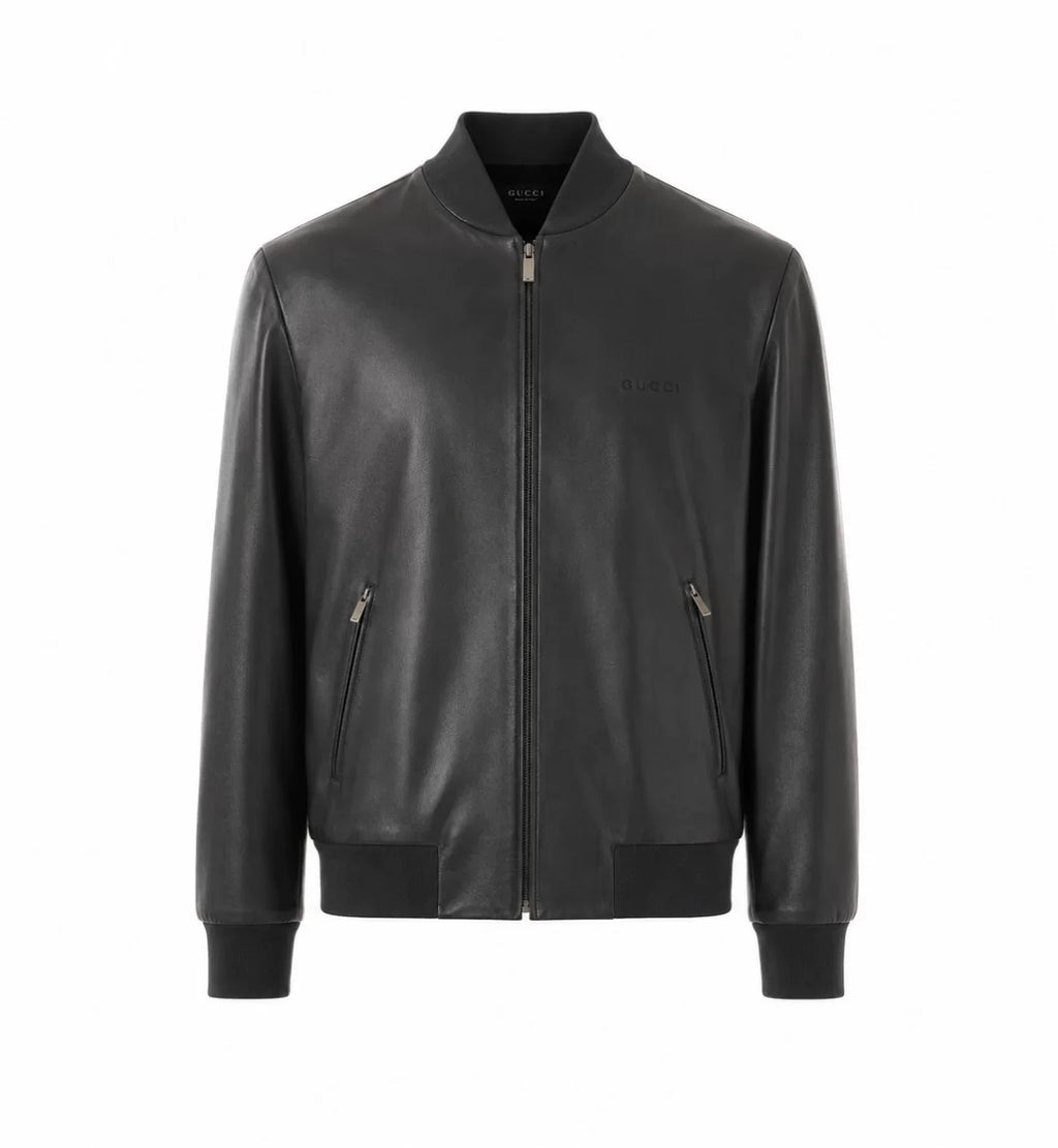 Gucci Men's Leather Jacket in Grey