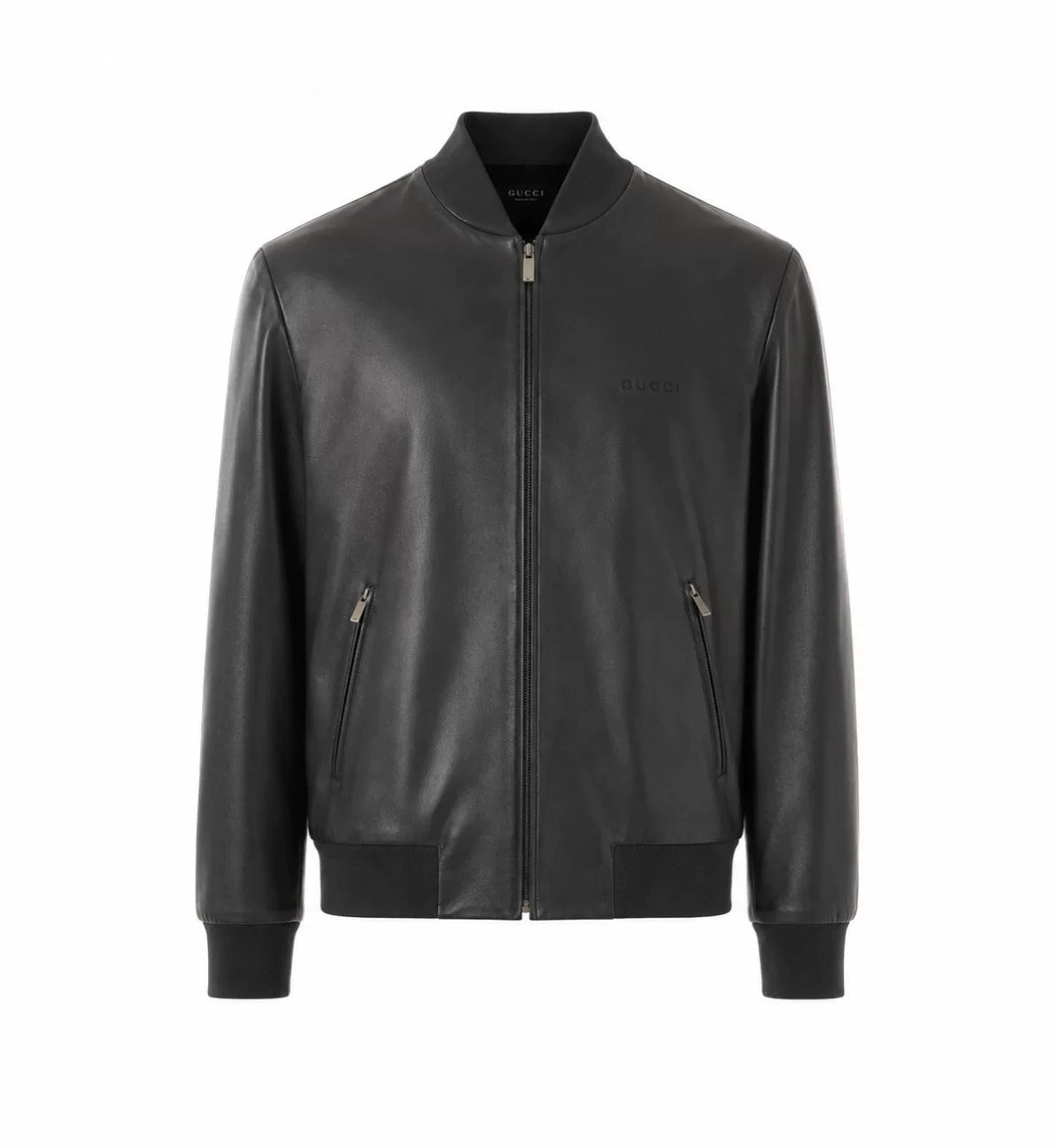 Gucci Men's Leather Jacket in Grey