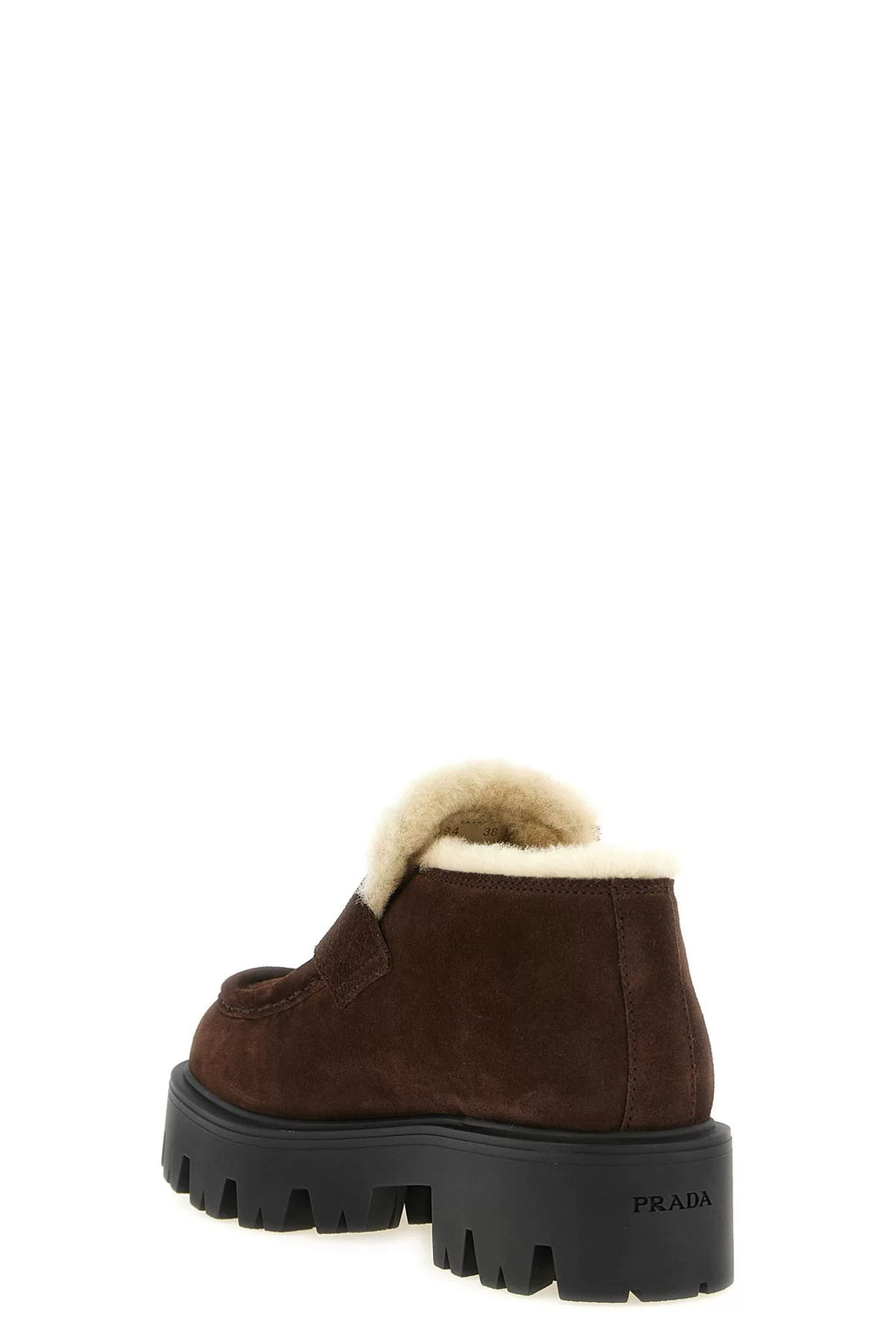 PRADA Women's Suede Wool Platform Loafers in Dark Brown