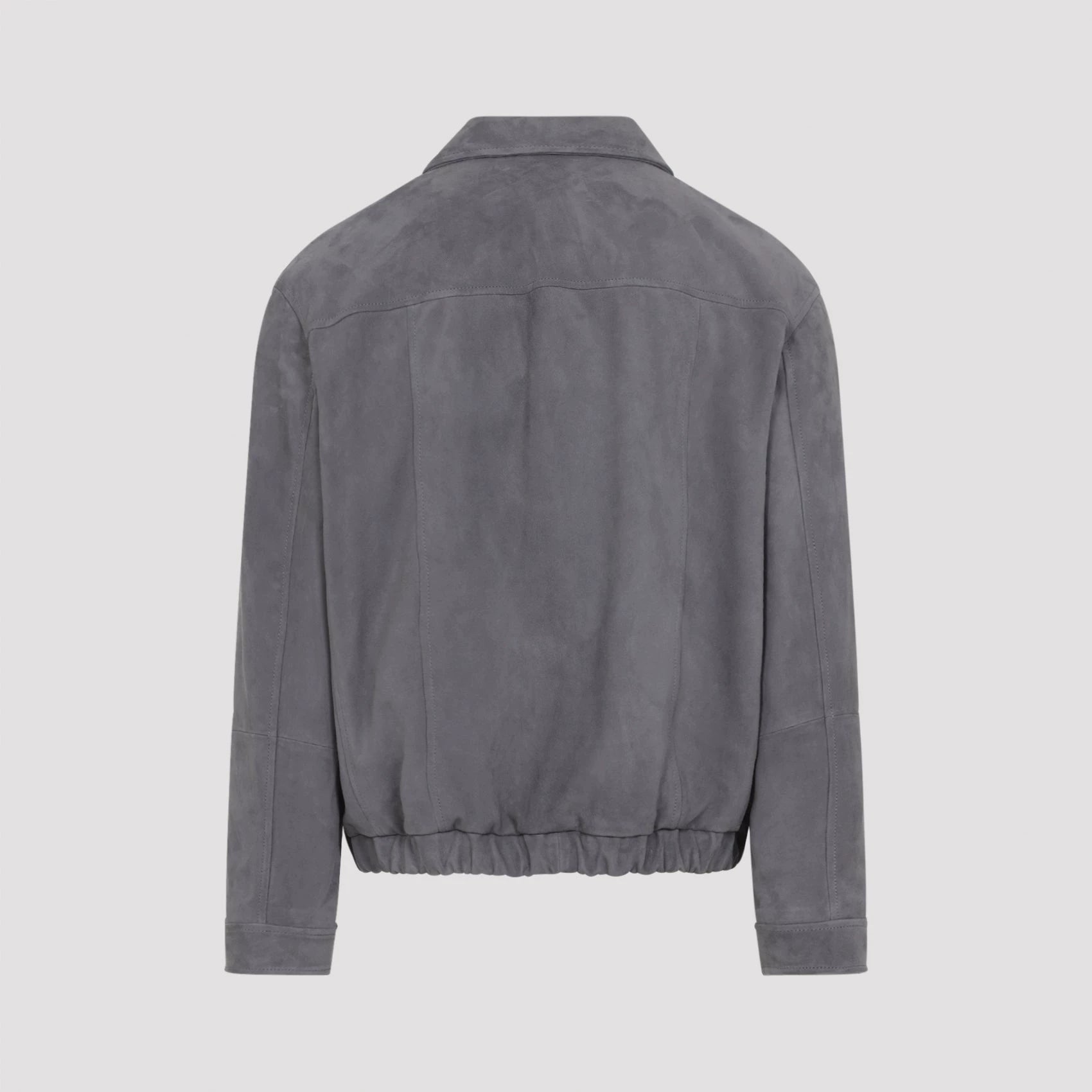 Brunello Cucinelli Men's Leather Jacket in Grey