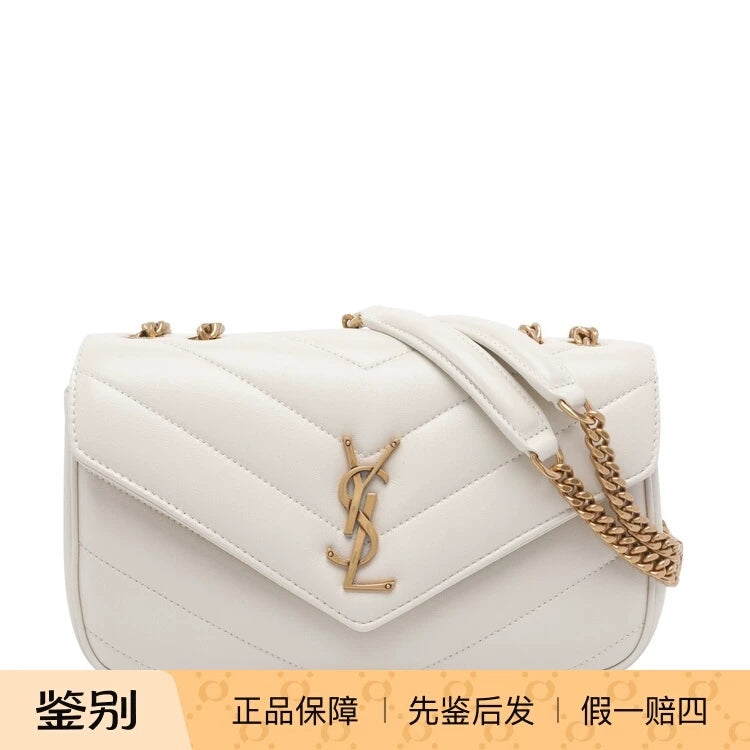Saint Laurent YSL Loulou Small Shoulder Bag in White