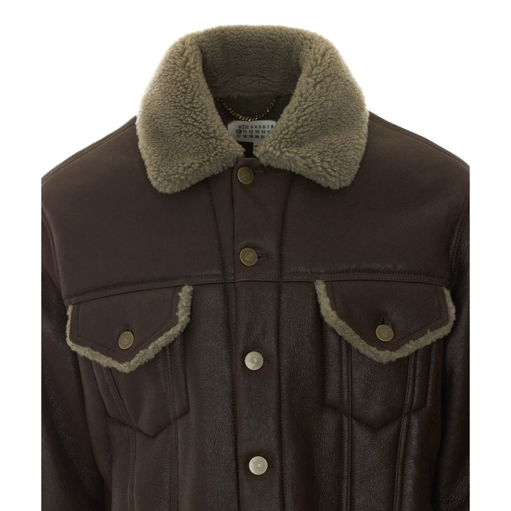 Maison Margiela Men's Leather Jacket in Brown
