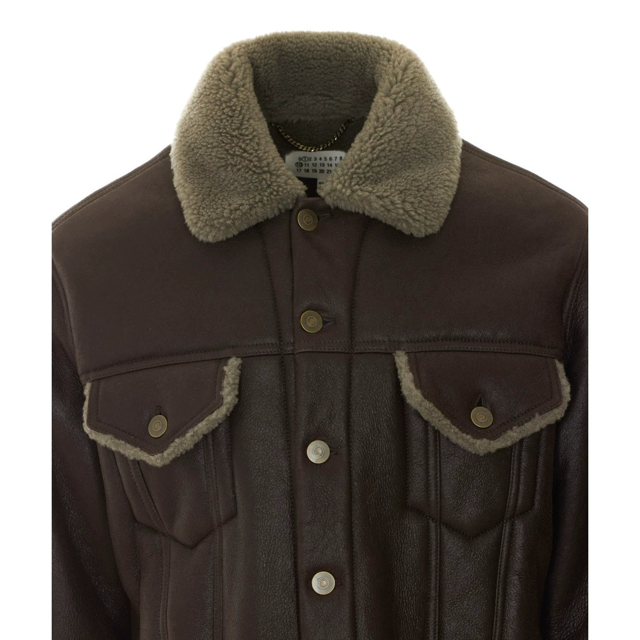 Maison Margiela Men's Leather Jacket in Brown