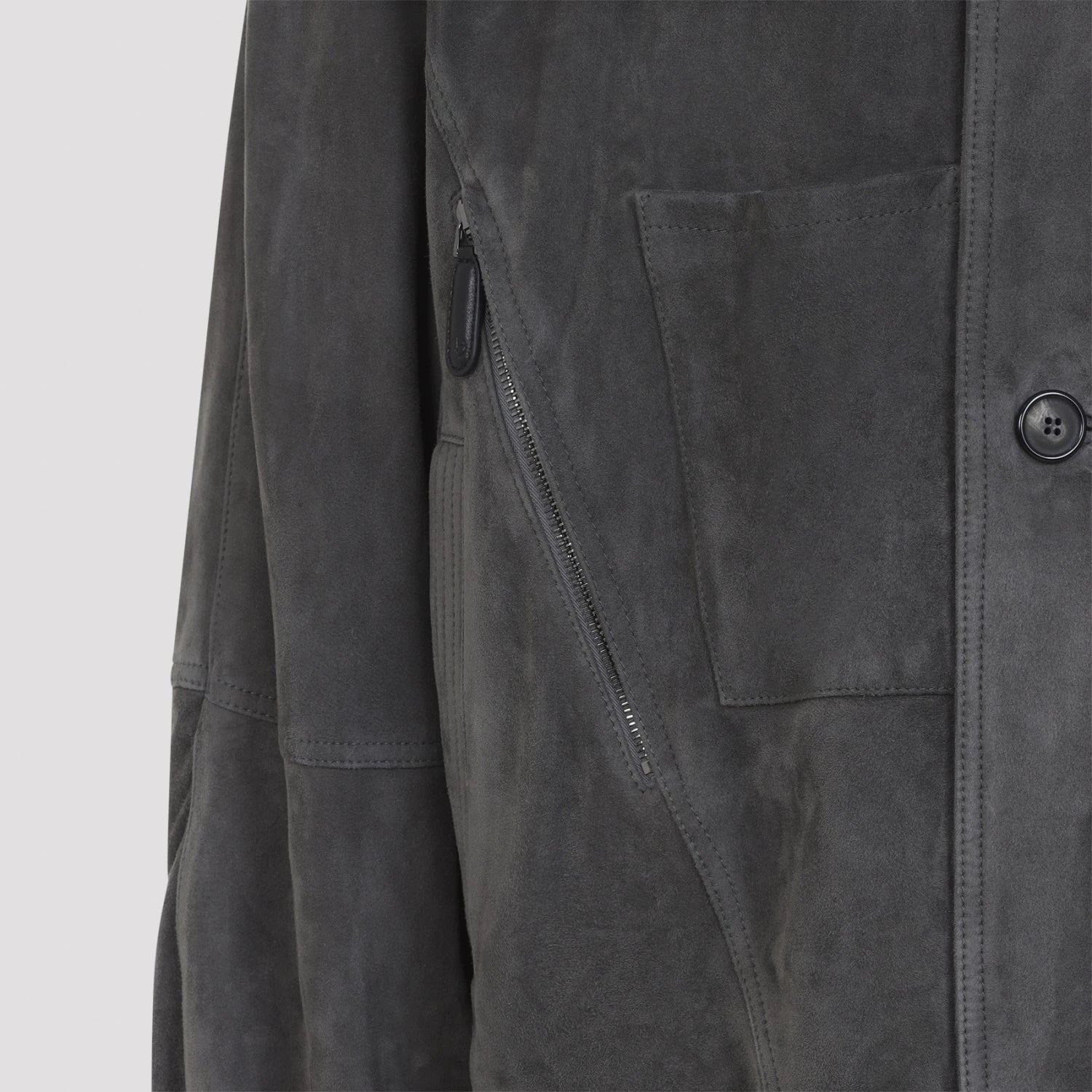 Giorgio Armani Men's Leather Jacket in Grey