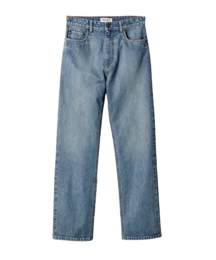 Miu Miu Women's Logo Jeans in Blue